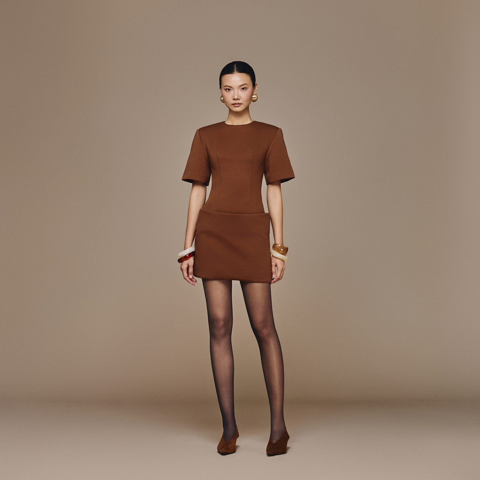 BOX DRESS BROWN